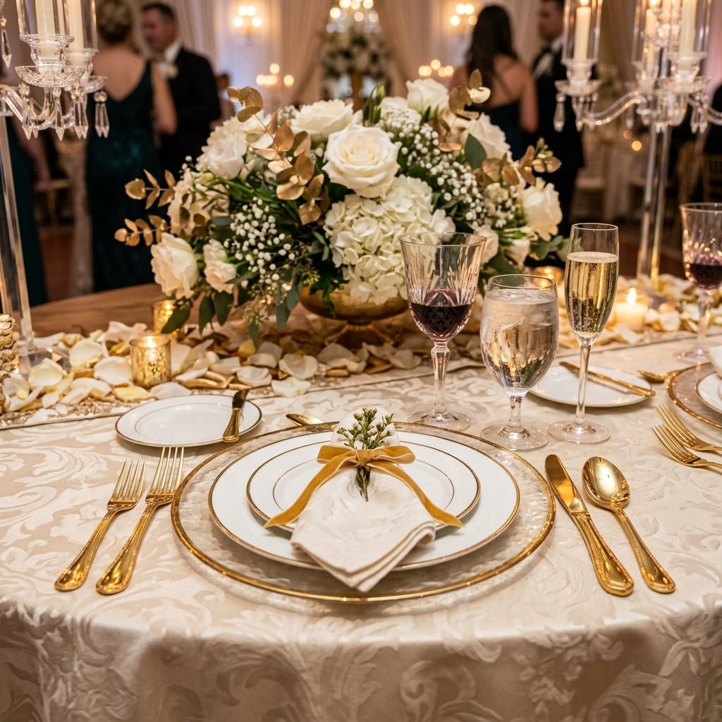 Gold Wedding Reception Dining Table